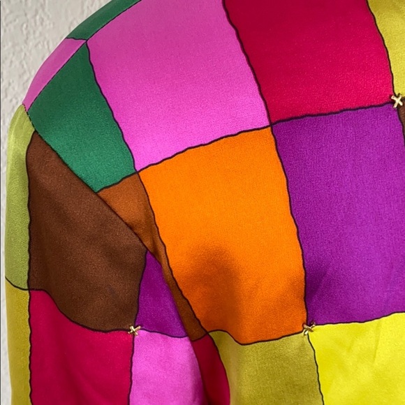 Vintage ST. JOHN multicolor silk bomber jacket M - Picture 3 of 8